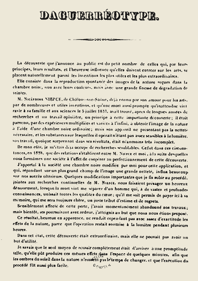 Pamphlet by Daguerre